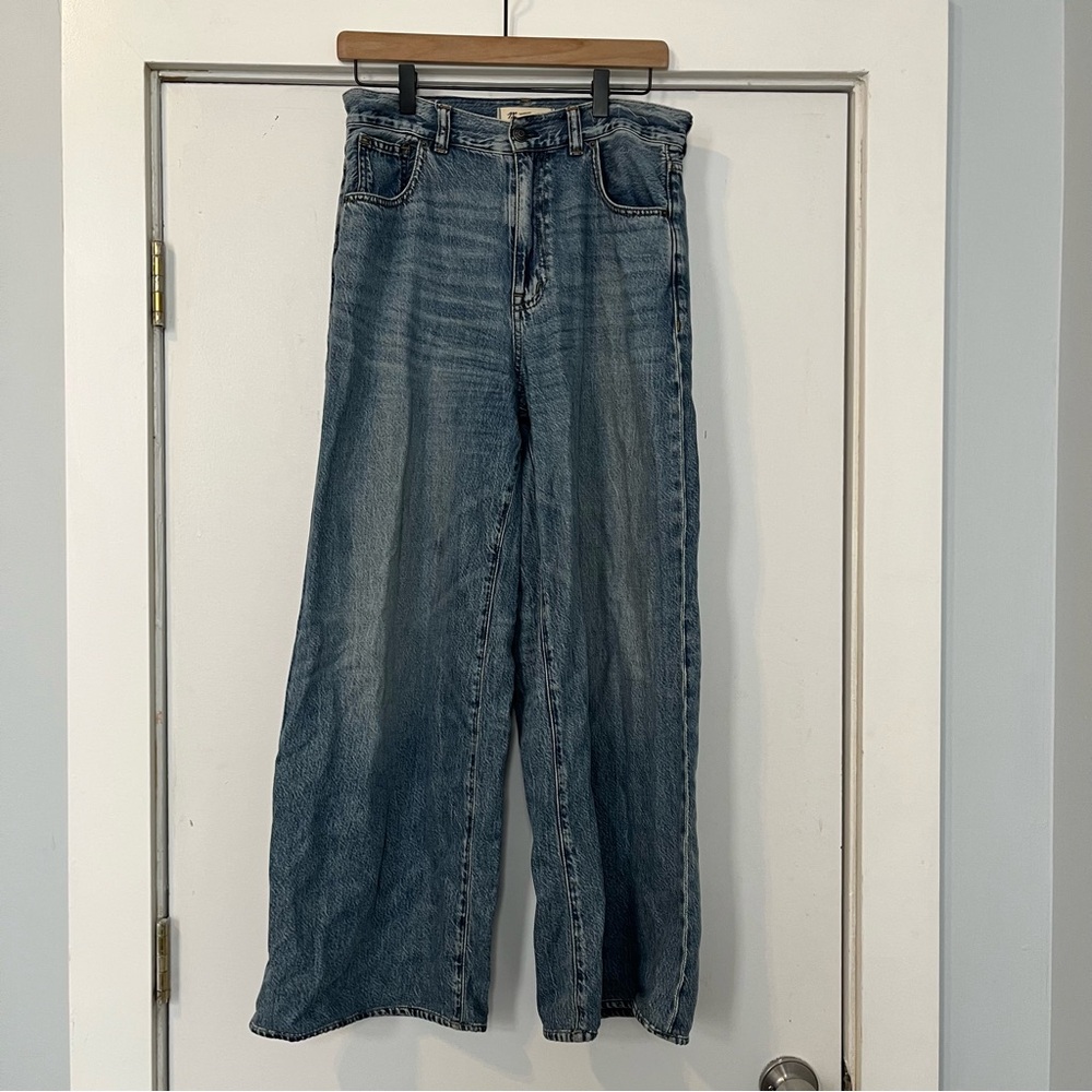 Madewell Superwide-leg blue jean denim flare women’s 27 soft loose fit wide leg